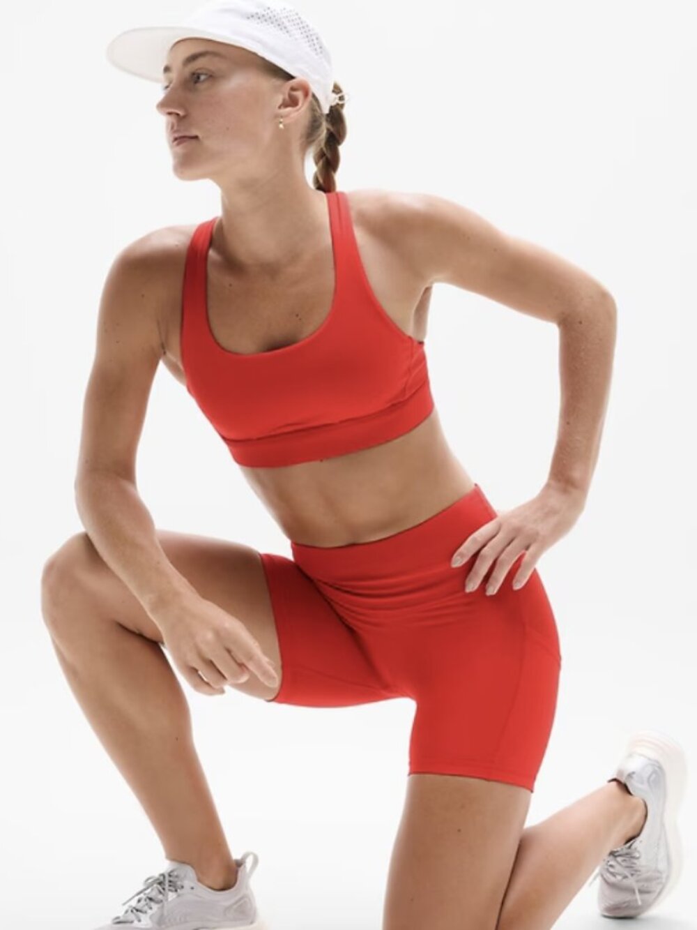 Athleta: Interval Stash High Rise 5" Short, M, Red